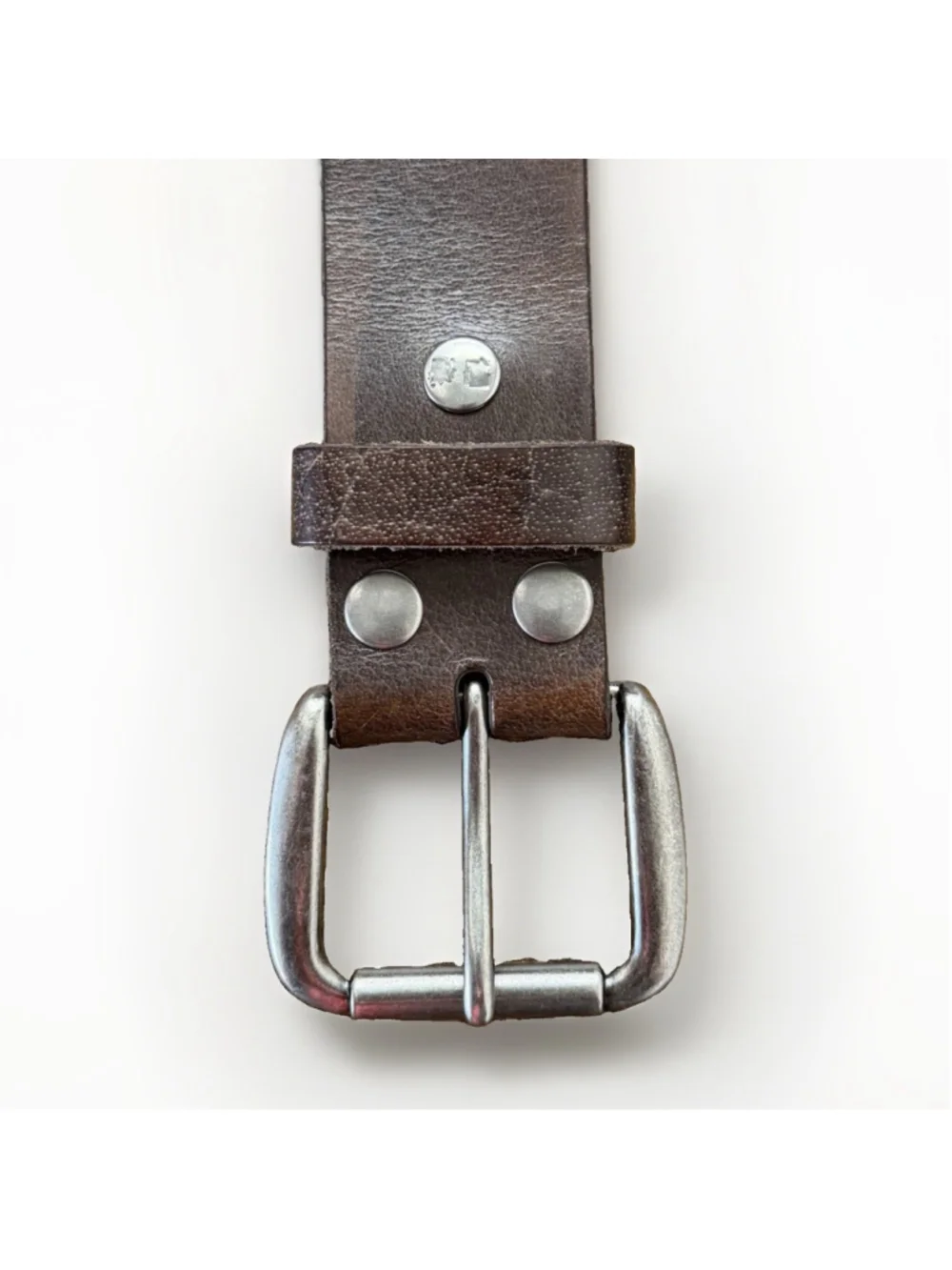 Bed Stu Ramone Brown Leather Perforated Belt Vintage Nickel Buckle 34 Inch